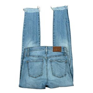 Madewell 9'' High Rise Skinny Jeans Women's Sz 25 Blue Denim‎ Distressed Leg